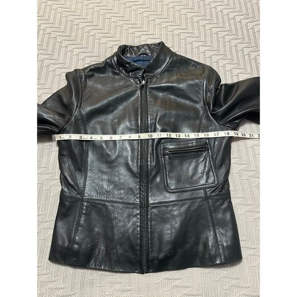 Tahari black leather jacket size M - Picture 6 of 7